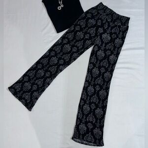 Elegant Black and White Patterned Flare Pants